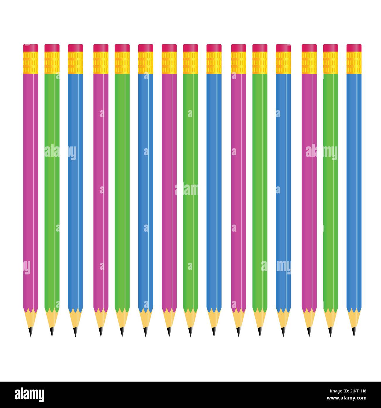 Crayons de couleur en rangée. Ligne d'onde réalisée par des pointes de crayon. Ensemble de crayons pour les illustrations, l'art, l'étude. Vactor Illustration de Vecteur