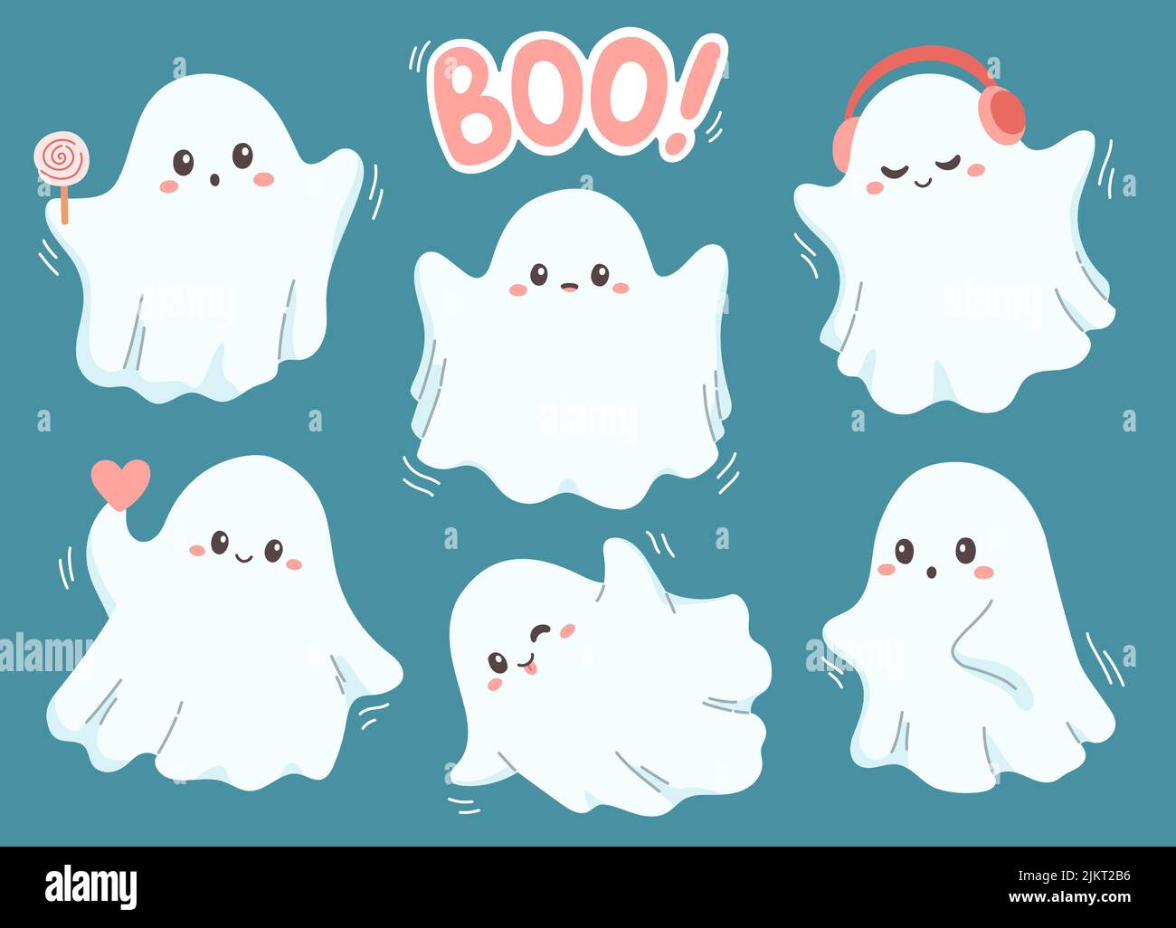 Ensemble de fantômes à vecteur de fête d'Halloween Illustration de Vecteur