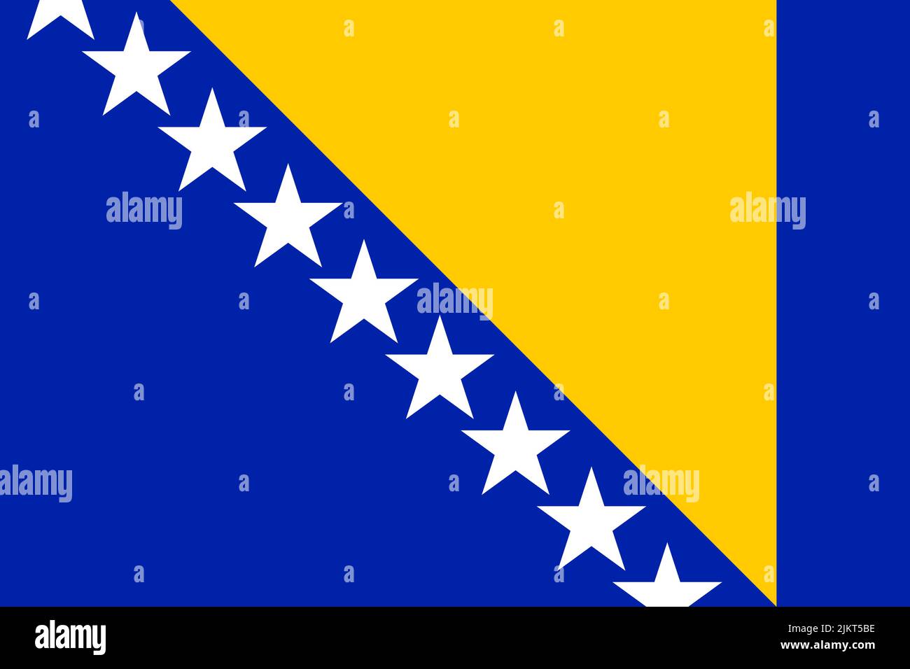 Drapeau de la Bosnie-Herzégovine. Bannière nationale bosniaque et symbole patriotique. Couleurs officielles. Illustration vectorielle plate. Illustration de Vecteur