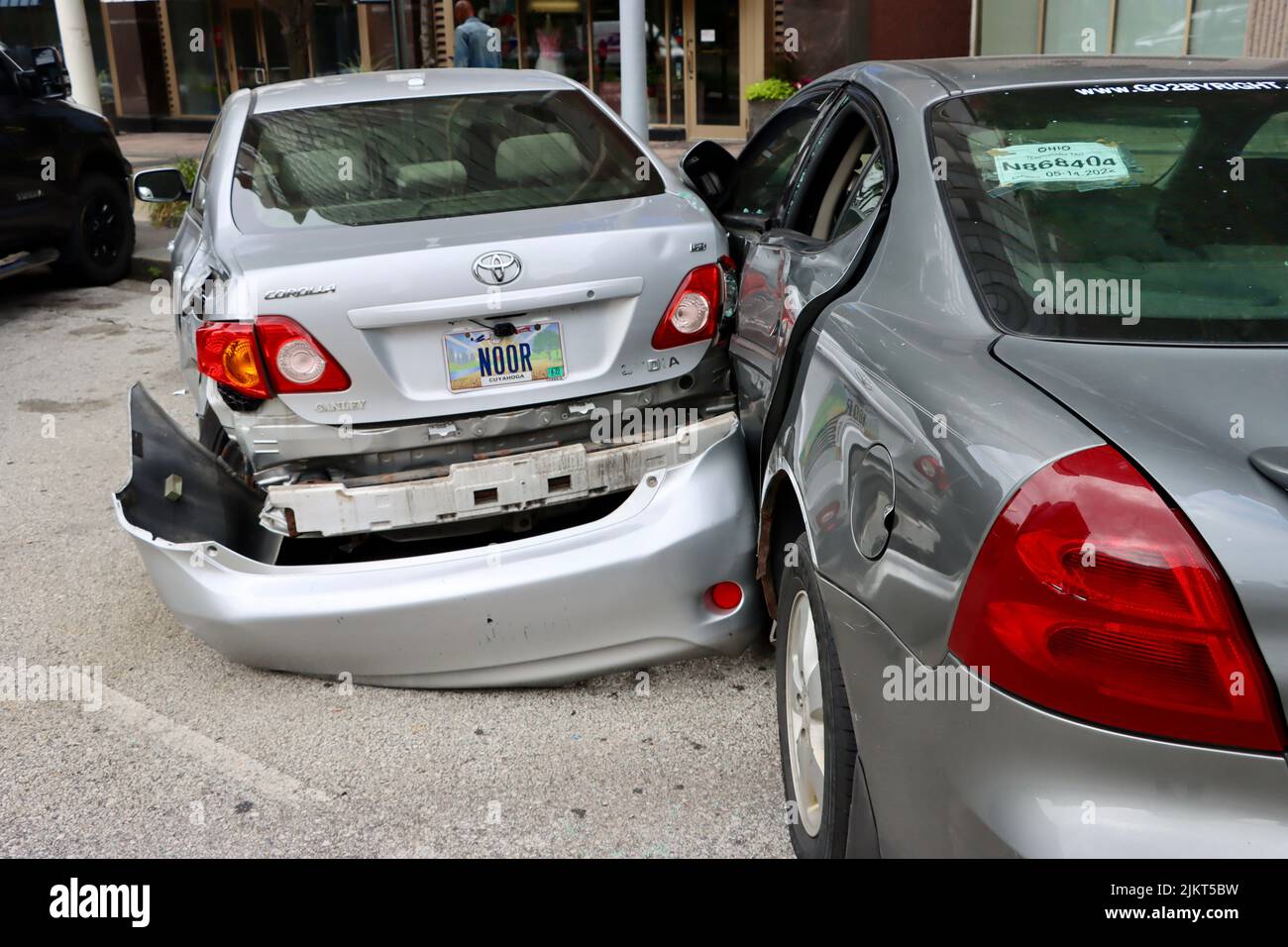 Conséquences d'un accident de la circulation au centre-ville de Cleveland le 2022 juillet Banque D'Images