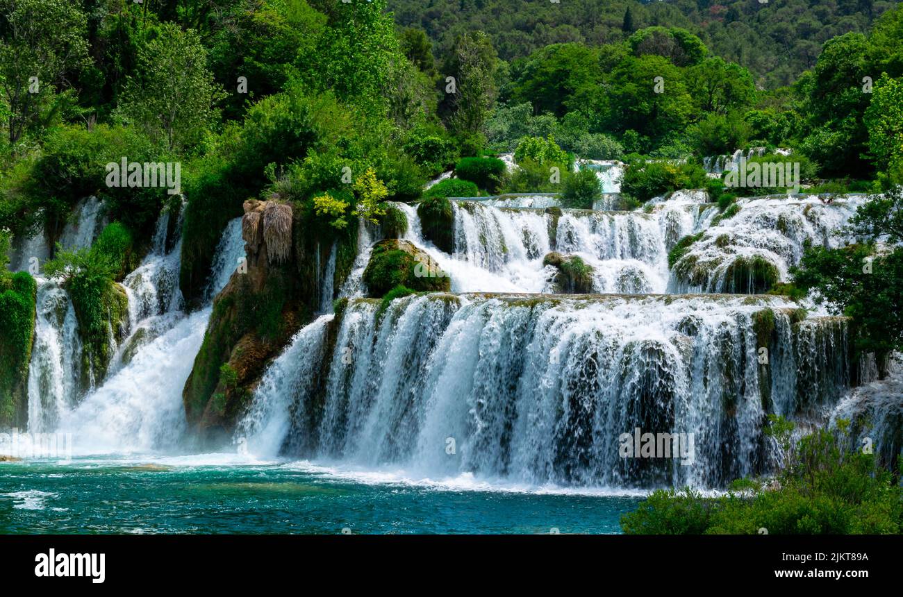 Section centrale de la section principale des chutes d'eau du parc national de Krka Croatie Banque D'Images