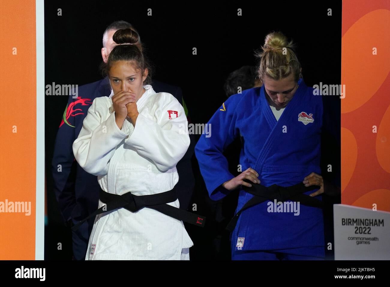 Natalie Powell du pays de Galles réagit avant la finale féminine de 78kg à Coventry Arena le sixième jour des Jeux du Commonwealth de 2022 à Birmingham. Date de la photo: Mercredi 3 août 2022. Banque D'Images