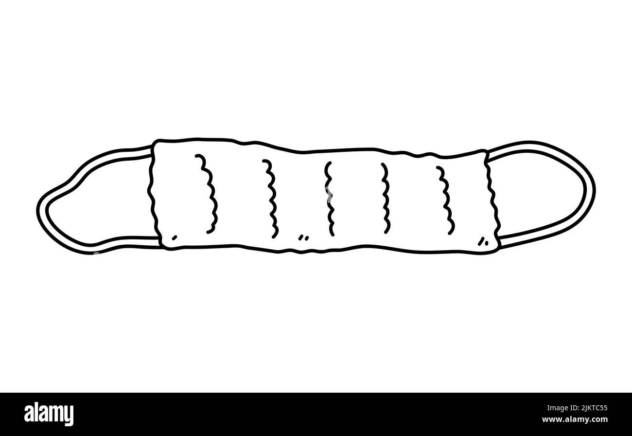 Caoutchouc pour le corps de la sangle arrière pour le bain et la douche. Accessoire pour le lavage, l'hygiène personnelle, les soins du corps et le spa. Illustration vectorielle dessinée à la main dans un doodle sty Illustration de Vecteur