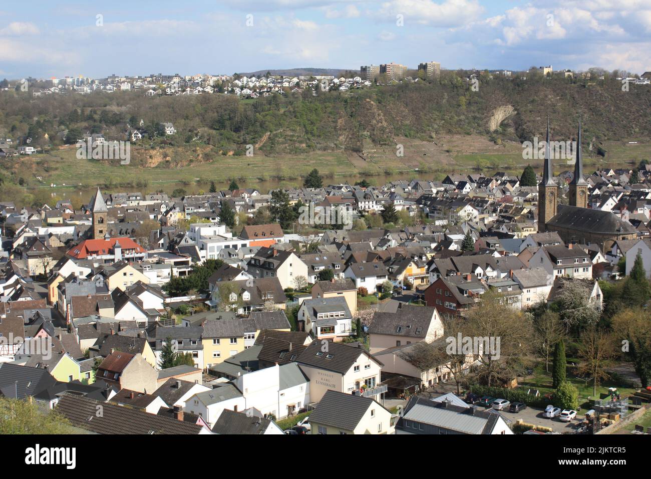Une vue aérienne d'un quartier rural avec des maisons similaires Banque D'Images