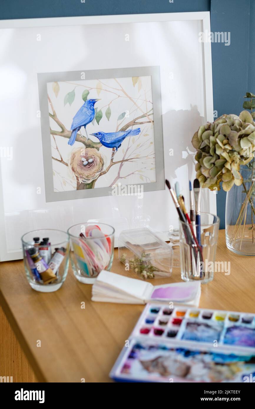 art painting image dessin oiseaux espace de travail Banque D'Images