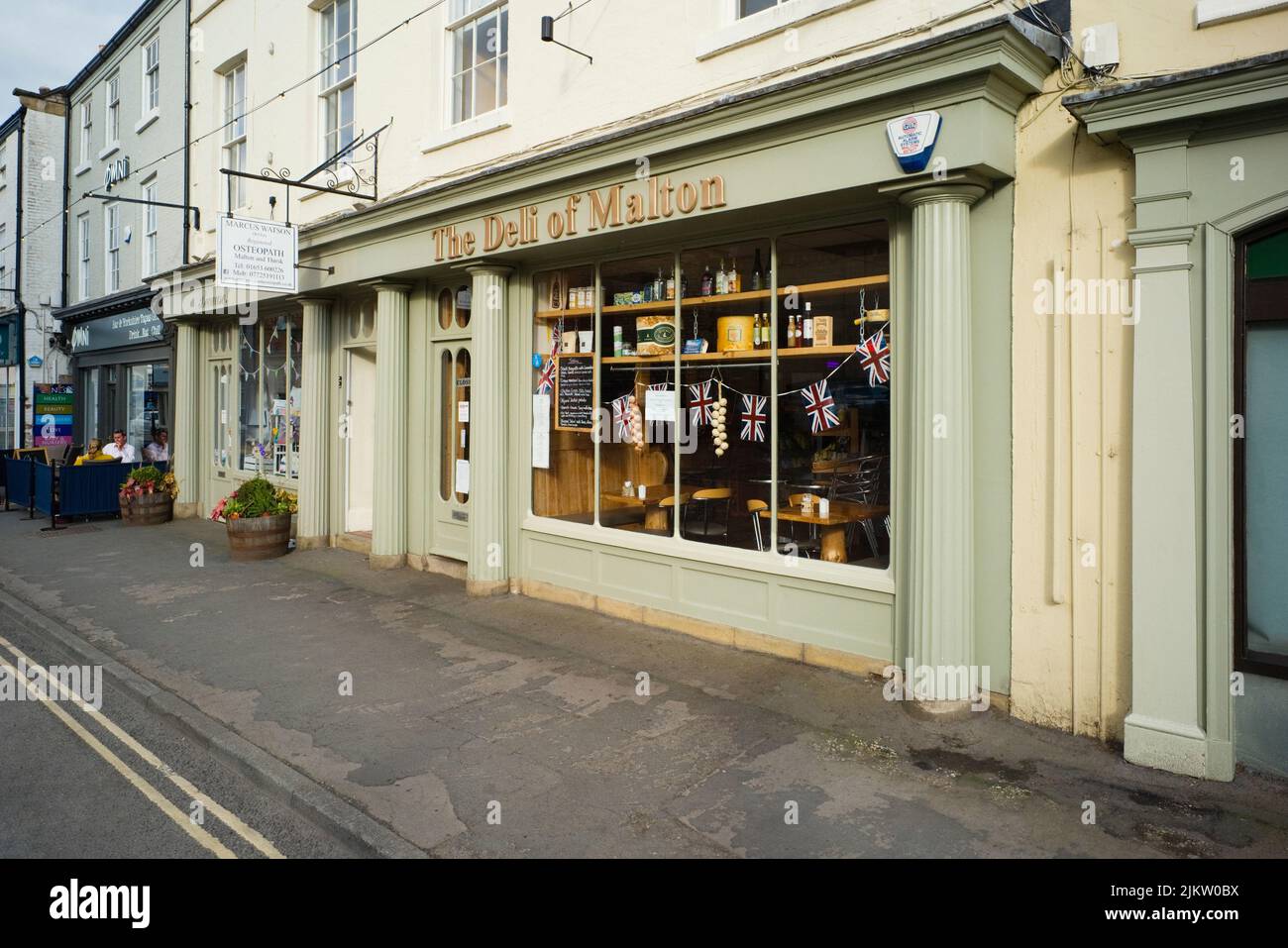 Boutique de traiteur dans la ville gastronomique de Malton, dans le North Yorkshire Banque D'Images