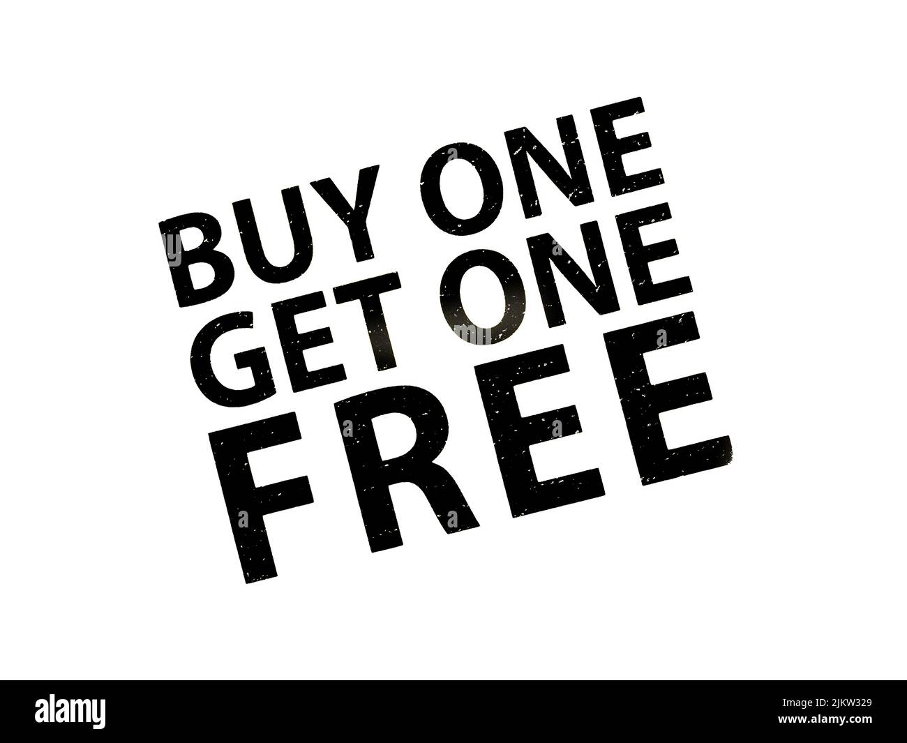 achetez-en un et recevez-en un texte noir gratuit sur fond blanc Banque D'Images