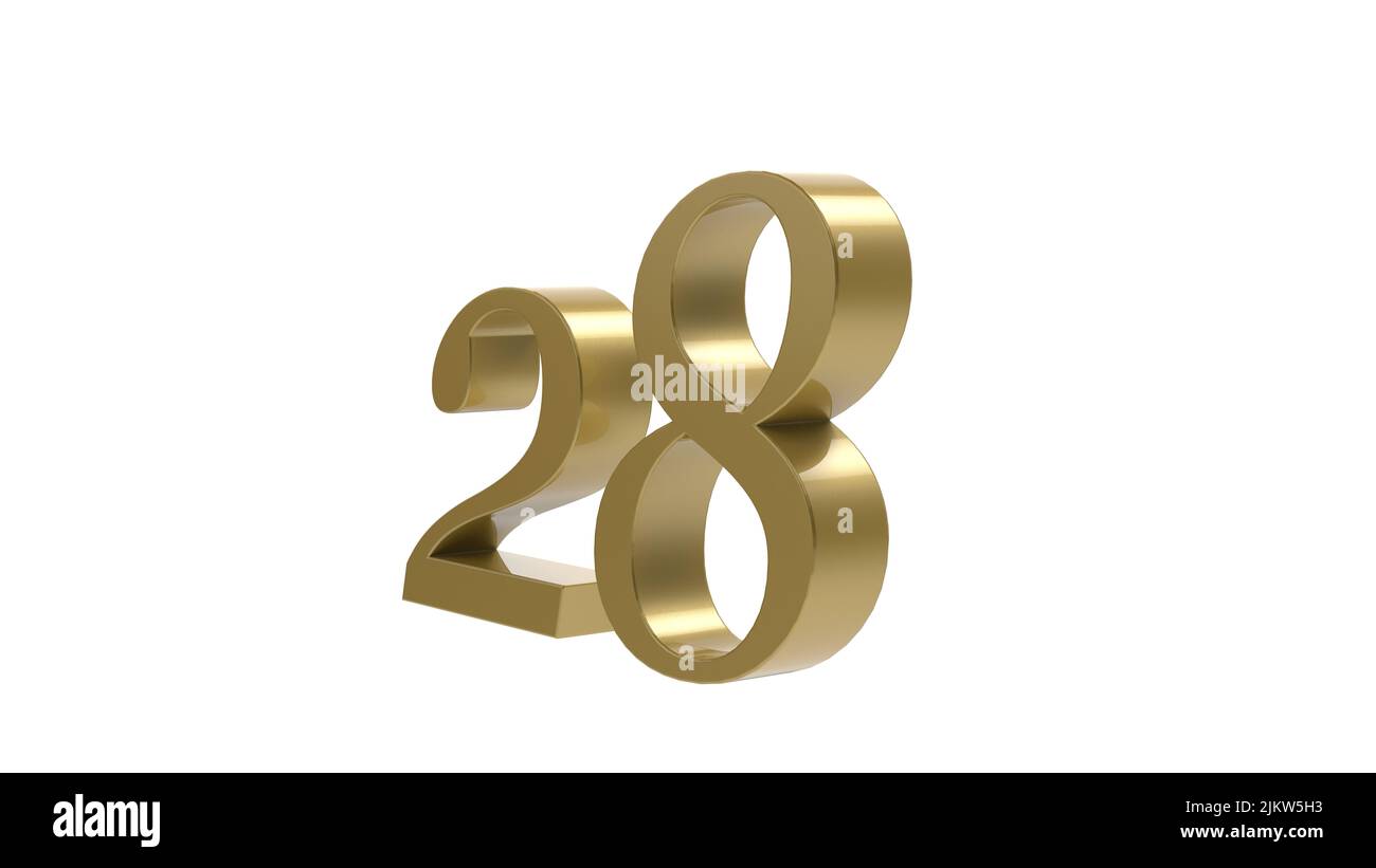 28 gold numéro 3d rendu de l'illustration Banque D'Images