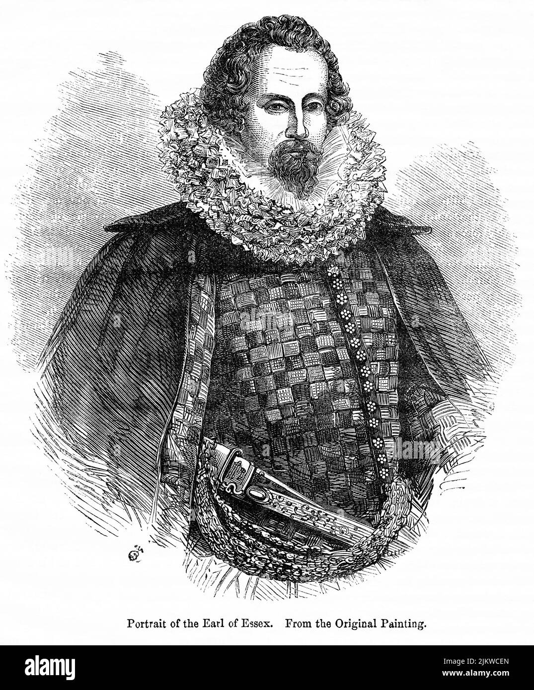 Portrait du comte d'Essex, illustration du livre, « John Cassel's Illustrated History of England, Volume II », texte de William Howitt, Cassell, Petter et Galpin, Londres, 1858 Banque D'Images
