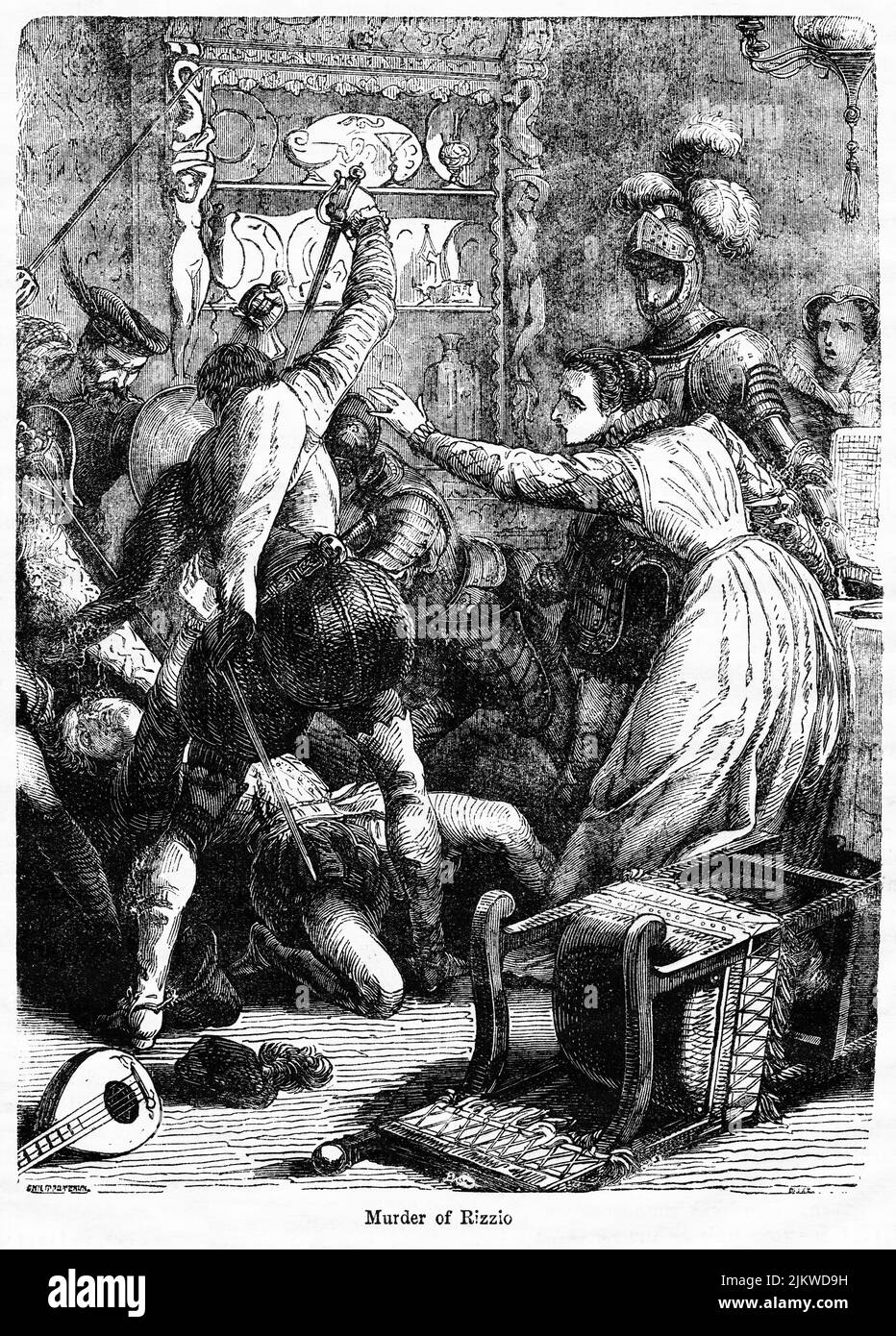 Murder of Rizzio, Illustration du livre, « John Cassel's Illustrated History of England, Volume II », texte de William Howitt, Cassell, Petter et Galpin, Londres, 1858 Banque D'Images
