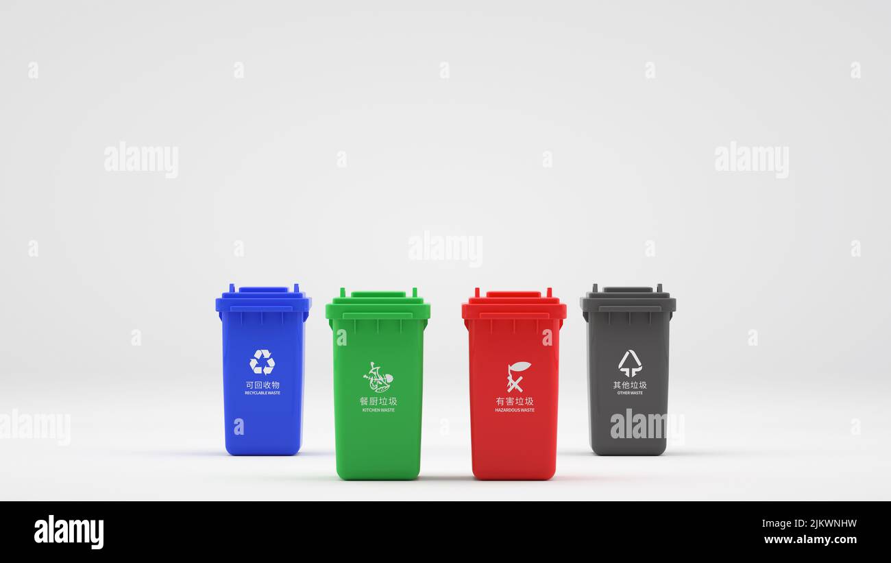 Protection de l'environnement classification des déchets déchets déchets contexte de la poubelle Banque D'Images