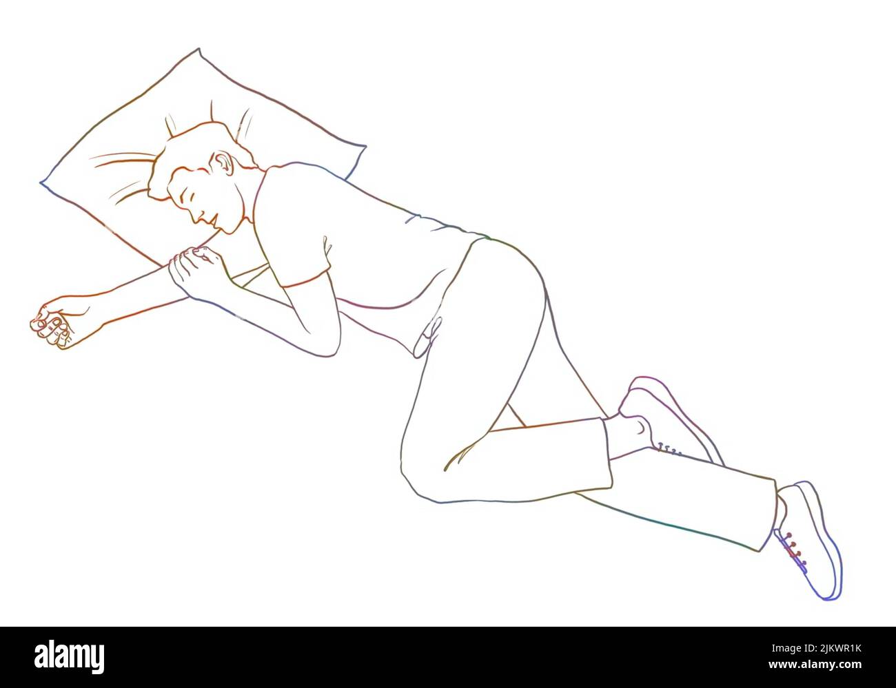 Représentation d'un homme en position de sécurité latérale. Banque D'Images