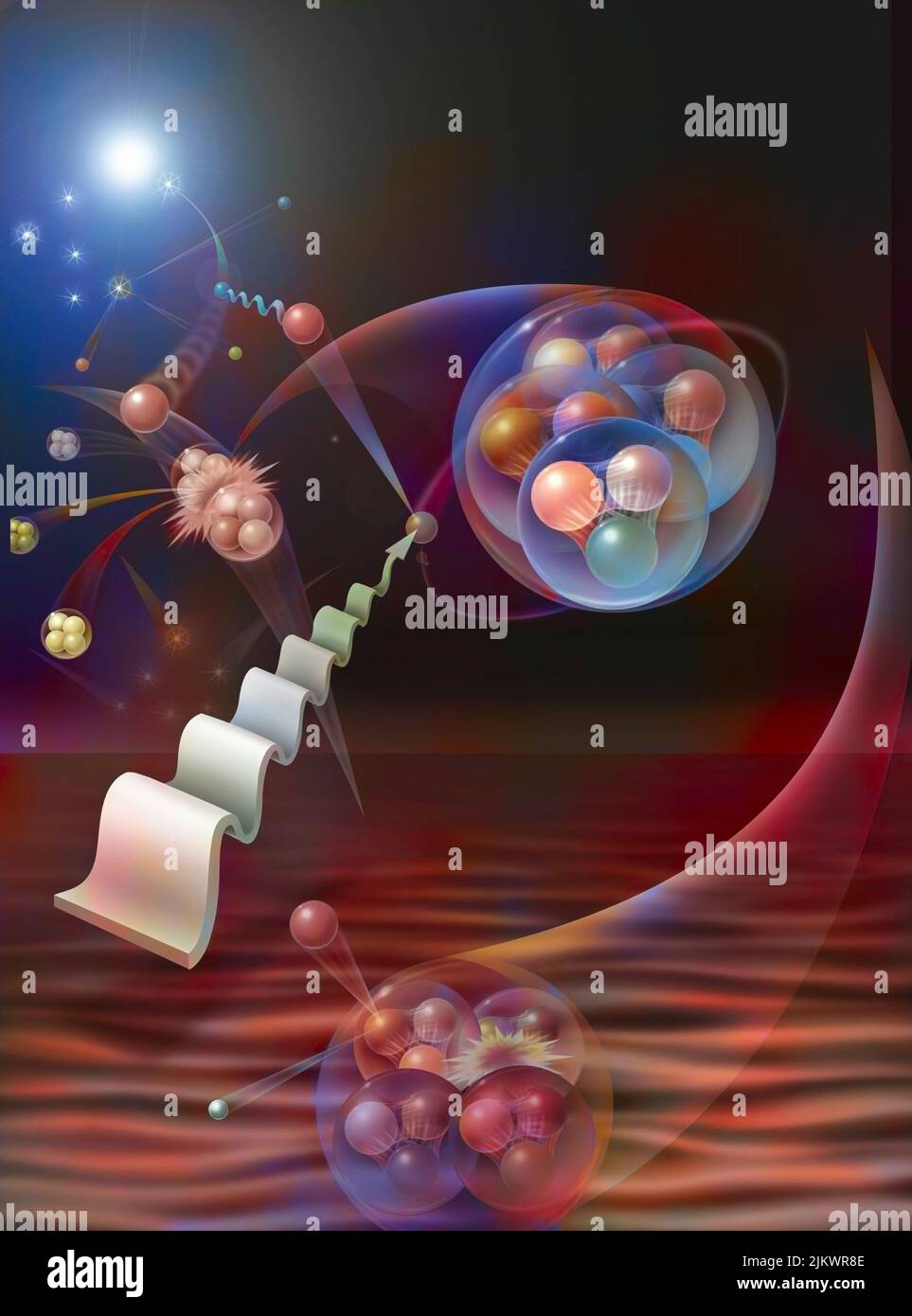 Physique quantique : l'étrange monde des particules. Banque D'Images