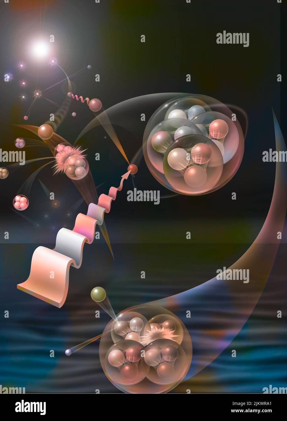 Physique quantique : l'étrange monde des particules. Banque D'Images