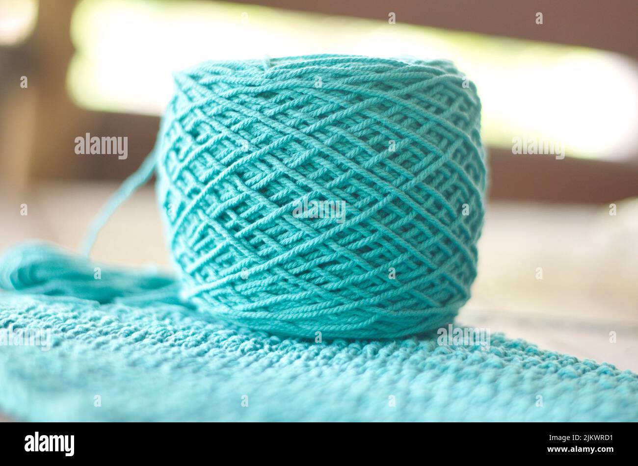 Corde teinte bleue pour crochet. Tissage de cordes. Banque D'Images