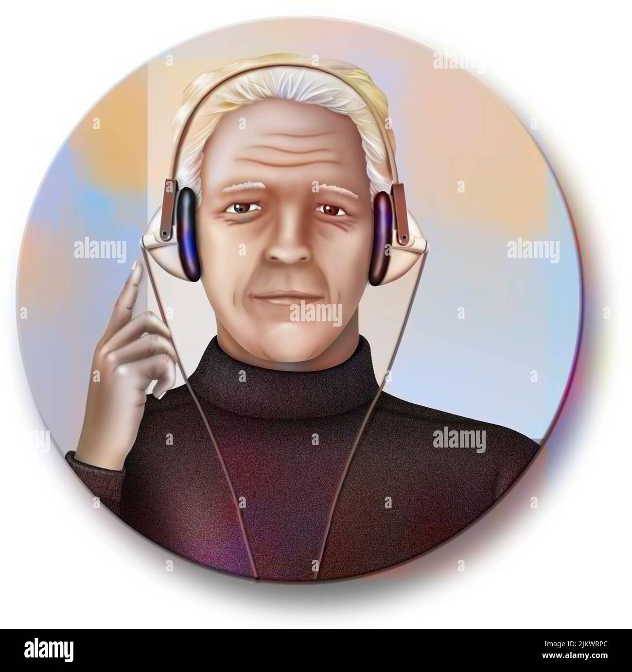 Évaluation auditive par audiométrie, test dans une cabine insonorisée. Banque D'Images