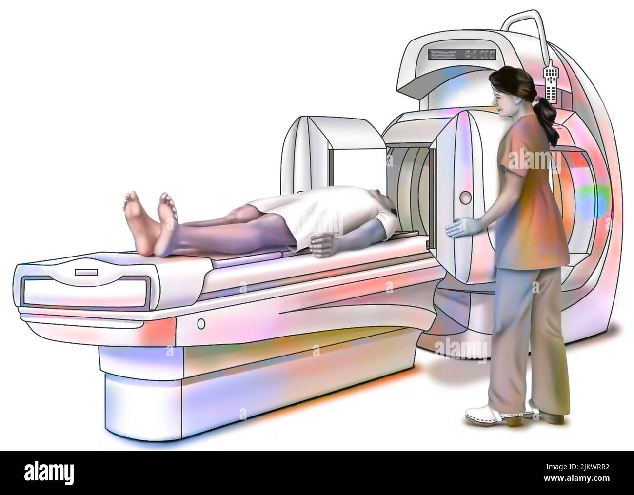 Représentation d'un scanner, d'un dispositif d'imagerie médicale. Banque D'Images