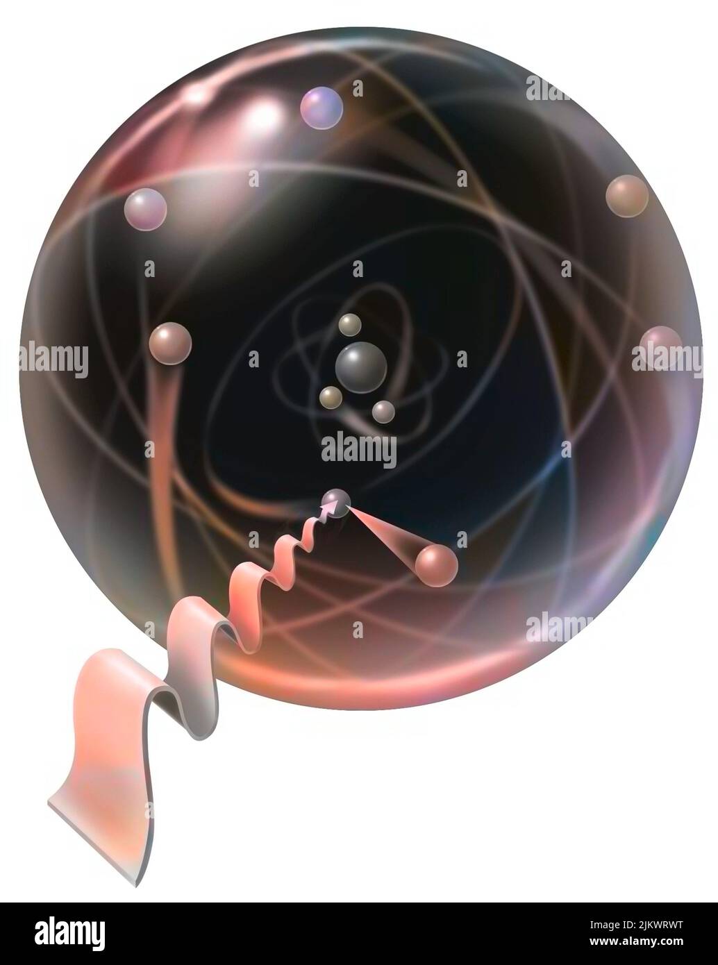 Orbites circulaires de Bohr : orbite d'électrons sur elles. Banque D'Images