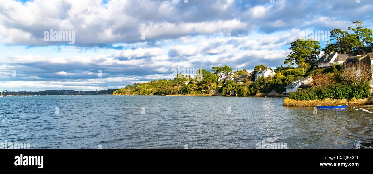 Bretagne, île aux Moines île dans le golfe du Morbihan, le port typique et de vieilles maisons dans le village Banque D'Images