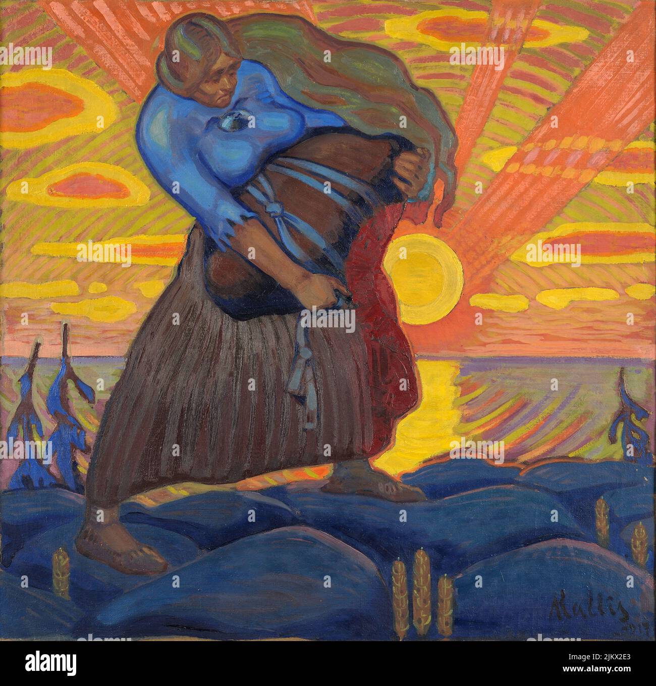 Oskar Kallis - Linda portant une pierre - 1917 Banque D'Images