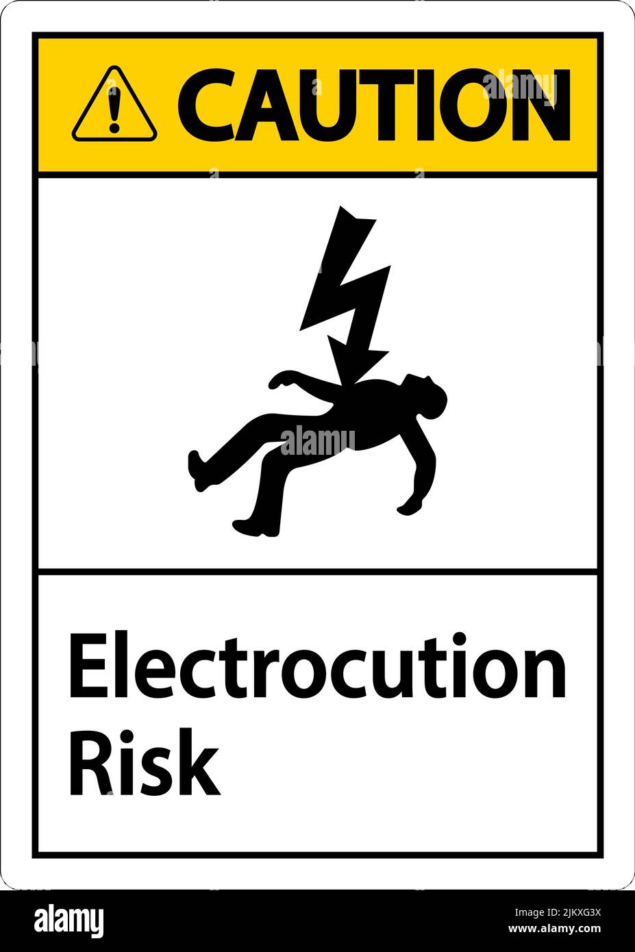 Attention risque d'électrocution sur fond blanc Illustration de Vecteur