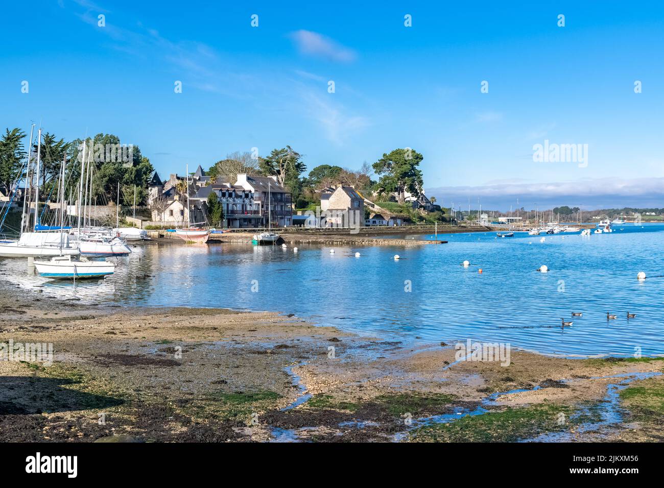 Bretagne, Ile aux Moines dans le golfe du Morbihan, le port typique Banque D'Images