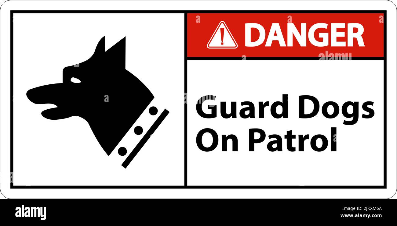 Danger chien de garde sur fond blanc symbole de patrouille Image