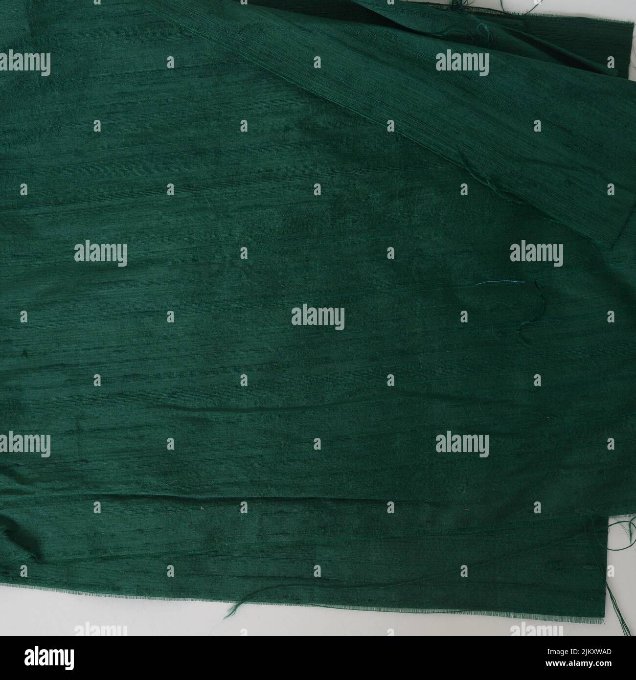 A closeup shot of a forest emerald green dupioni silk fabric - perfect for wallpapers Banque D'Images