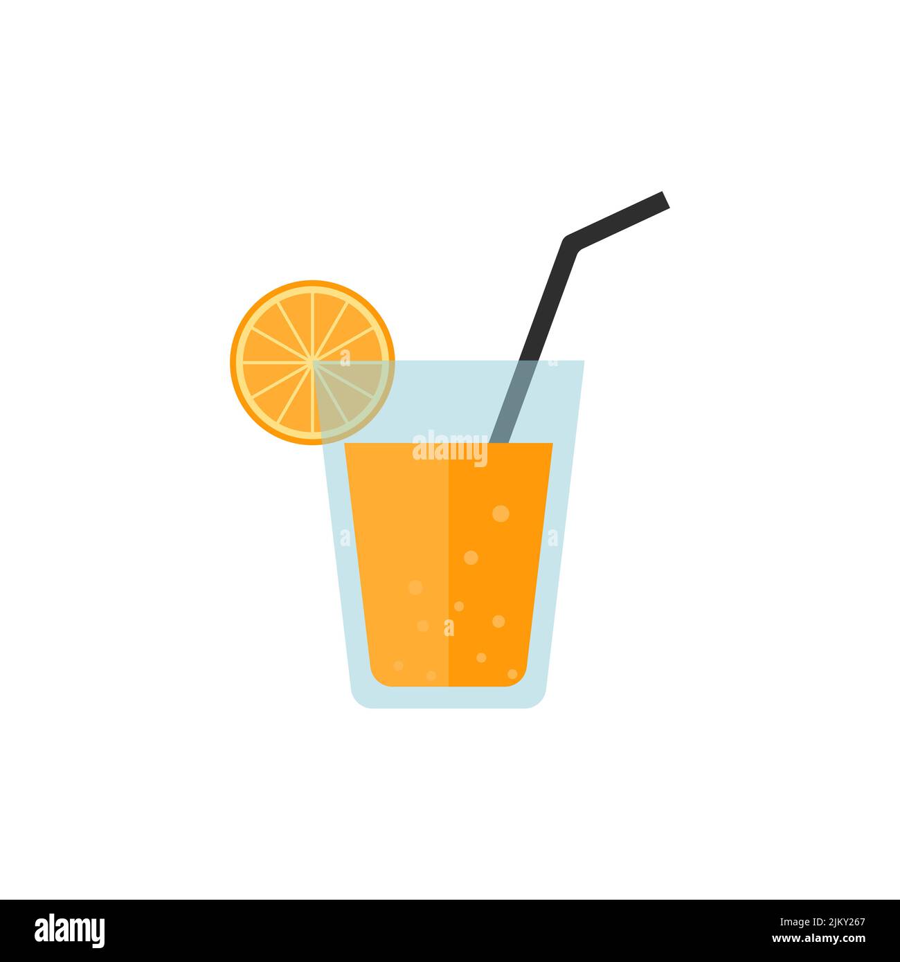 Icône en verre de jus d'orange. Motif jus d'orange plat. Illustration vectorielle. Illustration de Vecteur