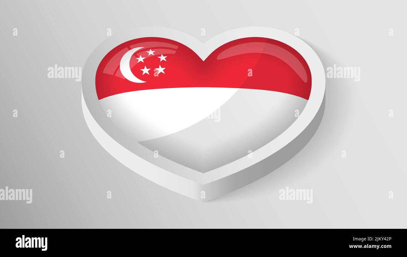 EPS10 vecteur coeur patriotique avec drapeau de Singapour. Un élément d'impact pour l'utilisation que vous voulez en faire. Illustration de Vecteur
