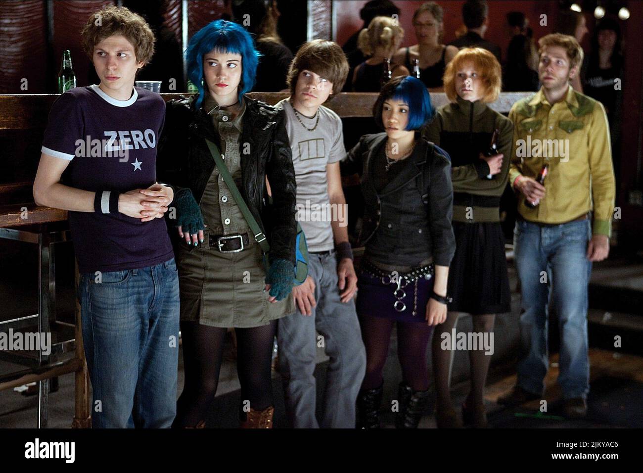 MICHAEL CERA, MARY ELIZABETH WINSTEAD, JOHNNY SIMMONS, ELLEN WONG, ALISON PILL, Mark Webber, SCOTT PILGRIM VS. Le monde, 2010 Banque D'Images