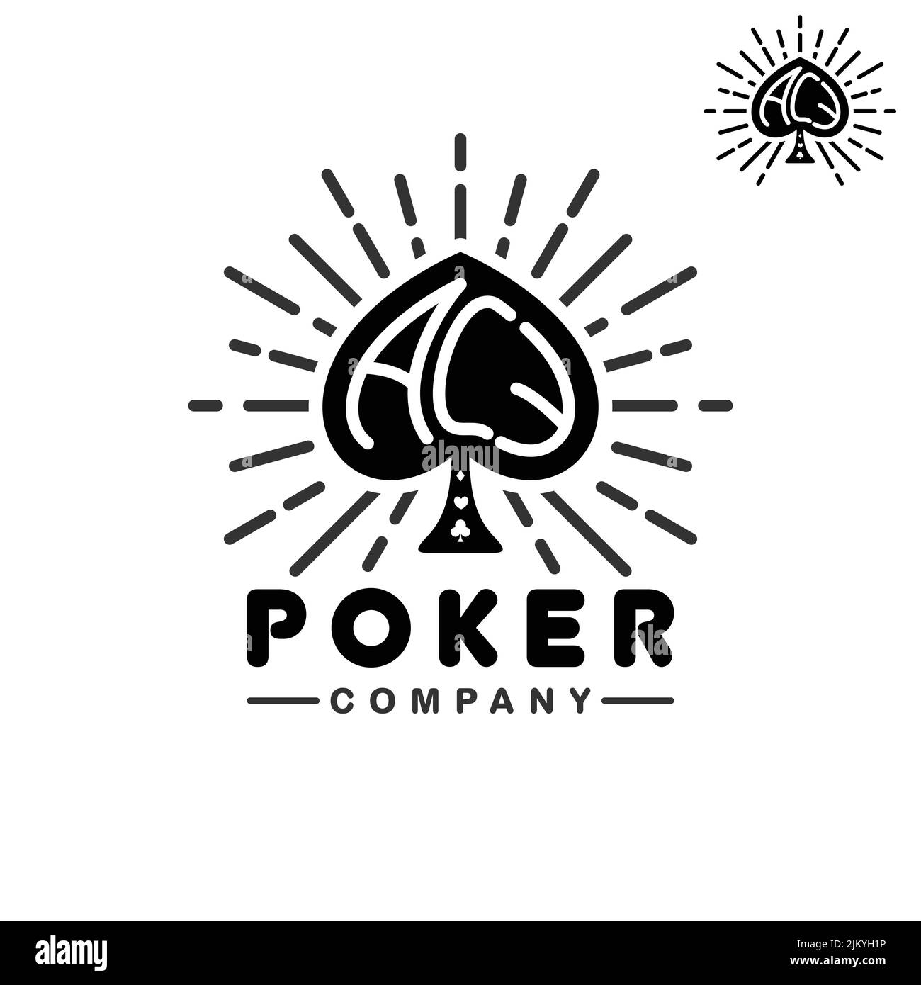 Spac Ace Flush Poker pour Casino ou logo de la compagnie de jeu Illustration de Vecteur