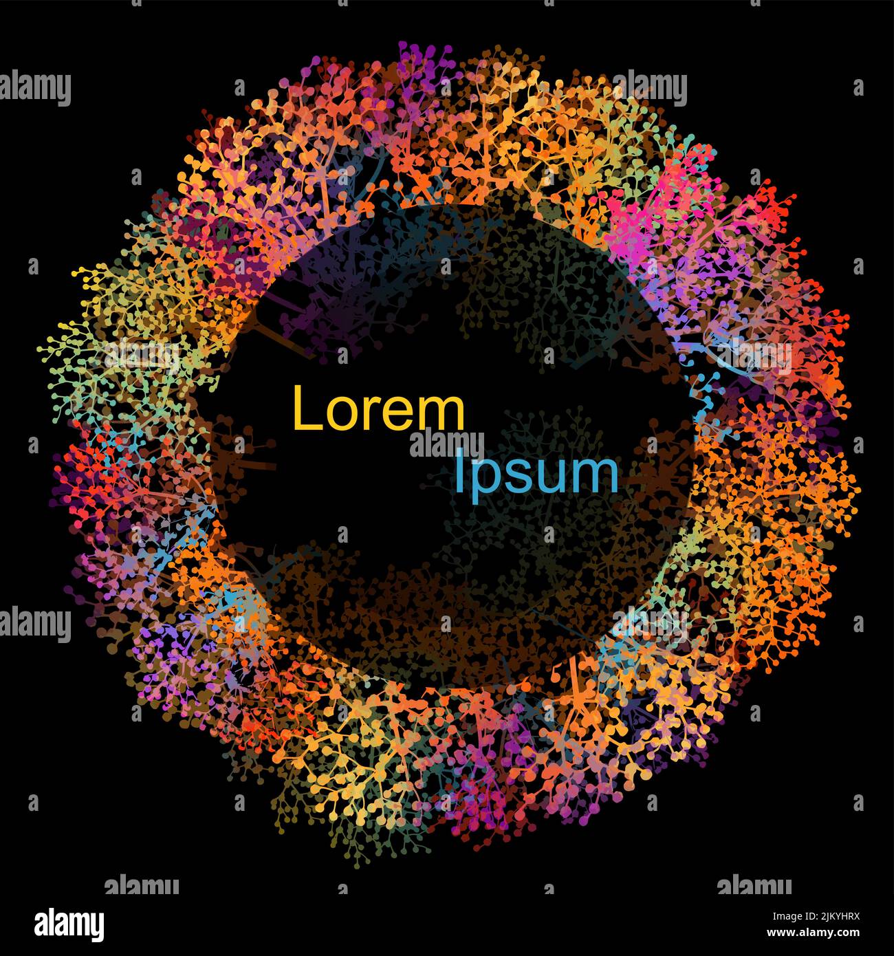 Couronne vectorielle de feuilles d'automne, à la coupe plate. Illustration colorée. Cadre rond, bordure. Le thème est la forêt, l'automne heureux, action de grâce Illustration de Vecteur