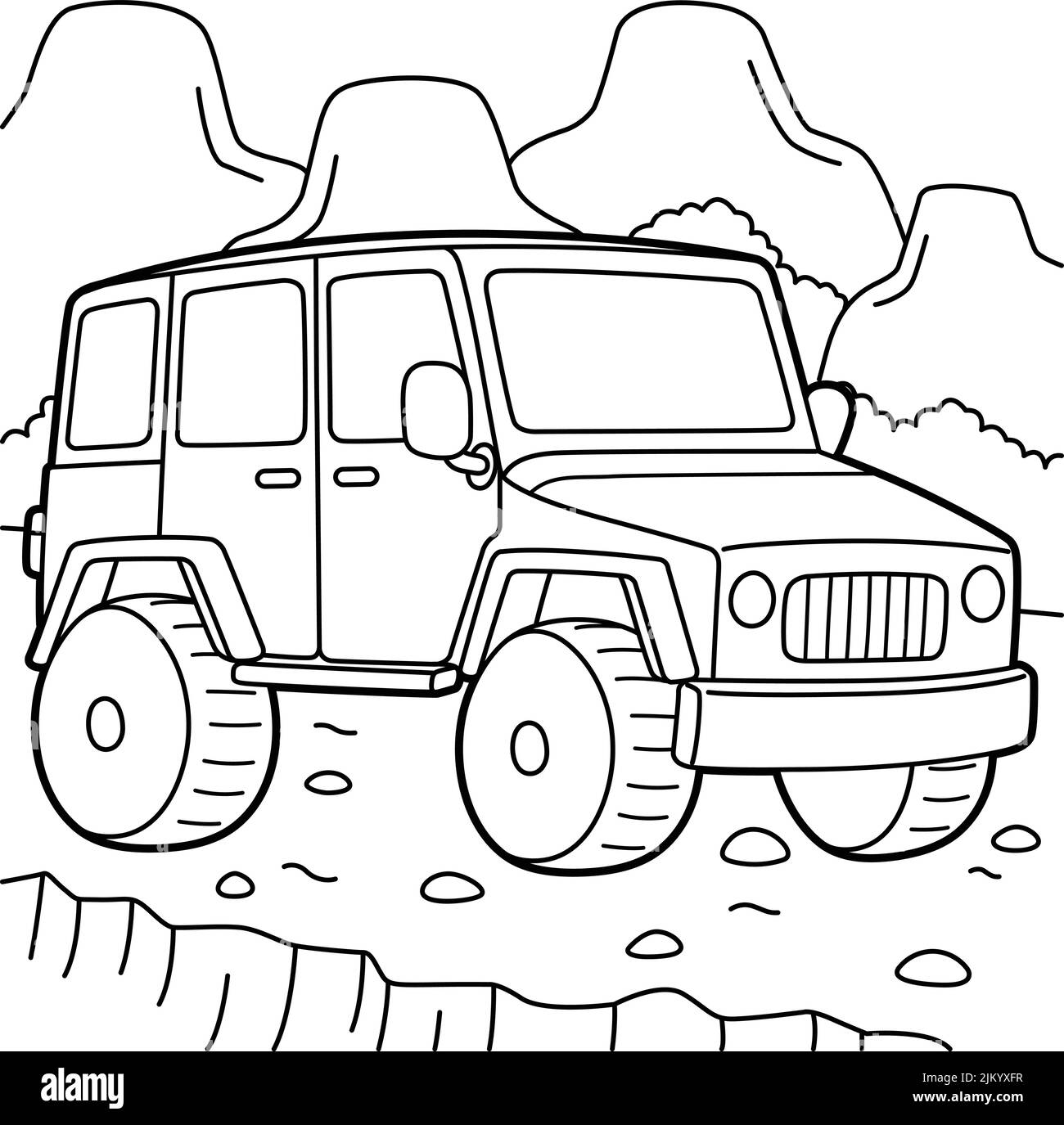 Page de coloriage des véhicules tout-terrain pour les enfants Illustration de Vecteur