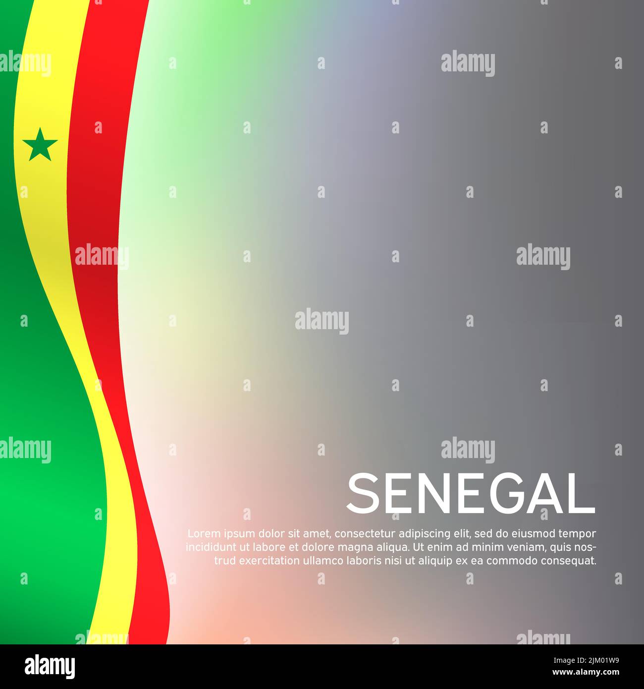 Abstrait agitant le drapeau du Sénégal. Affiche nationale sénégalaise. Fond métallique créatif pour la création d'une carte de vacances patriotique. État sénégal patriotique Illustration de Vecteur