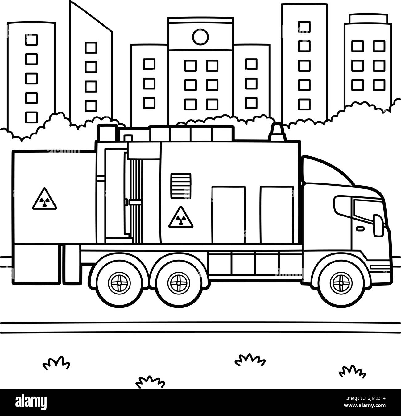 Page de coloriage des camions à rayons X pour les enfants Illustration de Vecteur