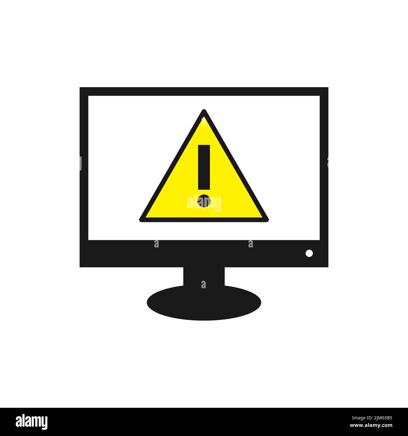 Moniteur noir avec point d'exclamation. Illustration vectorielle. Ordinateur avec point d'exclamation à l'écran Illustration de Vecteur