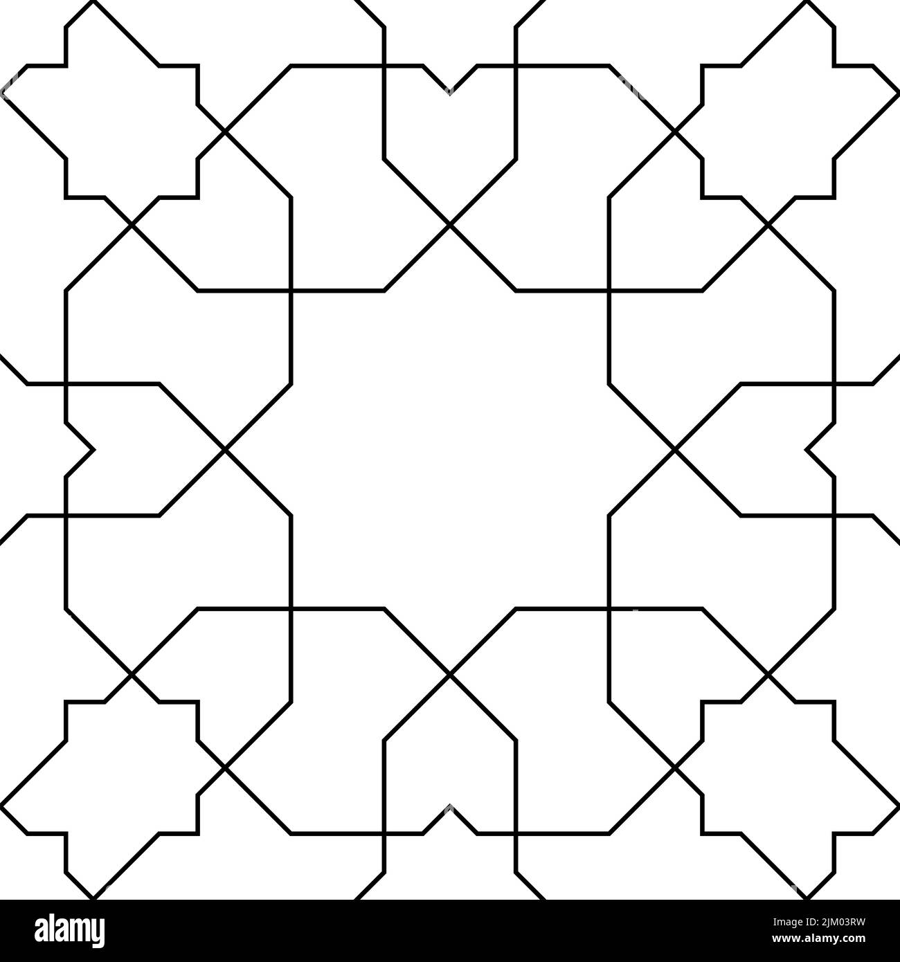 Décoration géométrique sans couture basée sur l'art islamique traditionnel. Lignes de couleur noires. Superbe design pour le tissu, le textile, la couverture, le papier d'emballage, le fond. Illustration de Vecteur