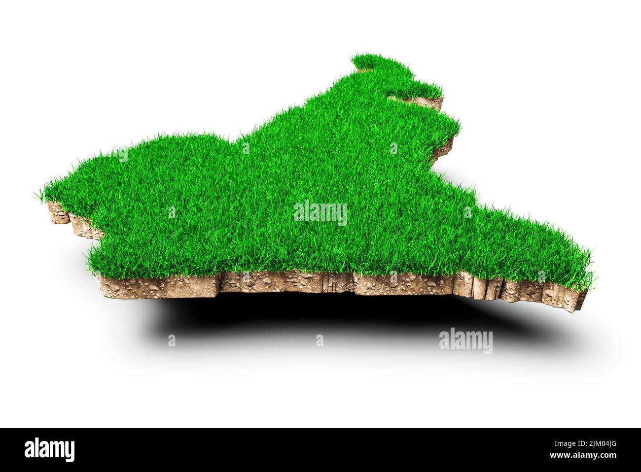 Carte du Cameroun géologie du sol coupe transversale avec herbe verte 3D illustration Banque D'Images