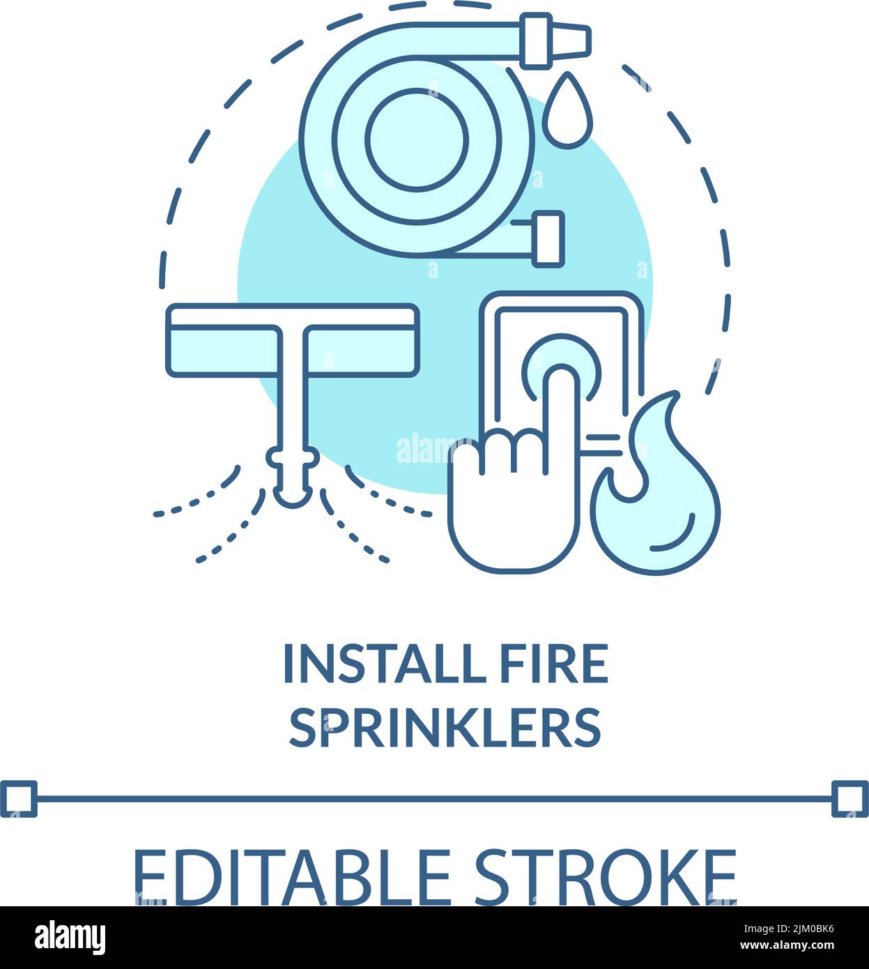 Installez des arroseurs d'incendie turquoise icône concept Illustration de Vecteur