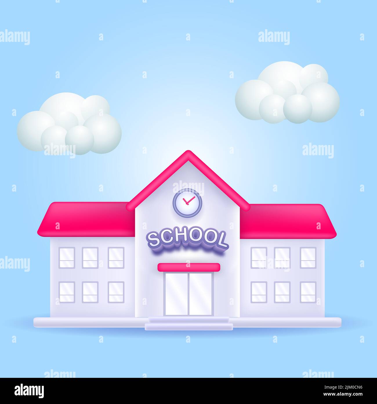 bâtiment de l'école. icône de dessin animé de style 3d Illustration de Vecteur