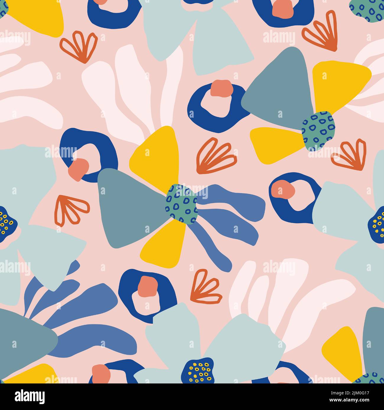 Motif fleuri abstrait sans couture sur fond rose Illustration de Vecteur