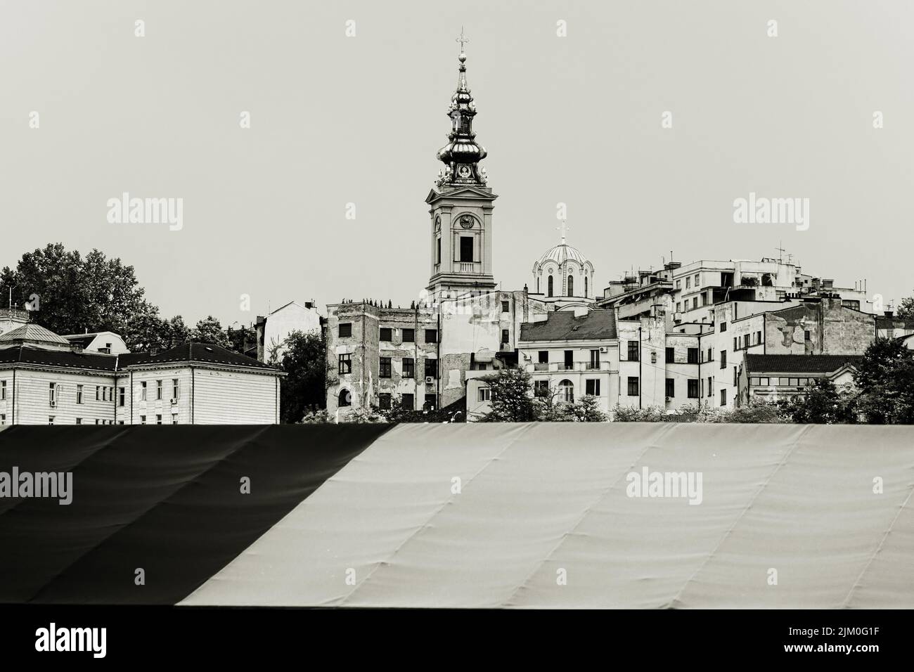 Paysage urbain noir et blanc Belgrade, capitale de la Serbie Banque D'Images