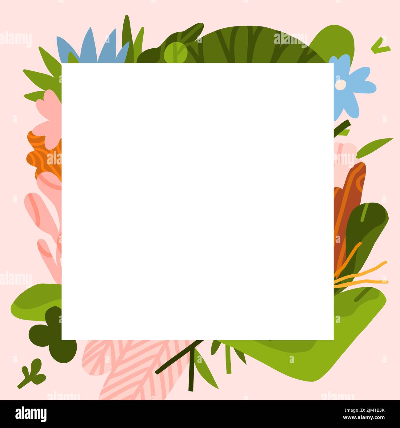 Dessin à la main graphique clipart illustration vecteur arrière-plan bordure cadre impression de composition, abstrait boho jardin nature forme, fleur Illustration de Vecteur