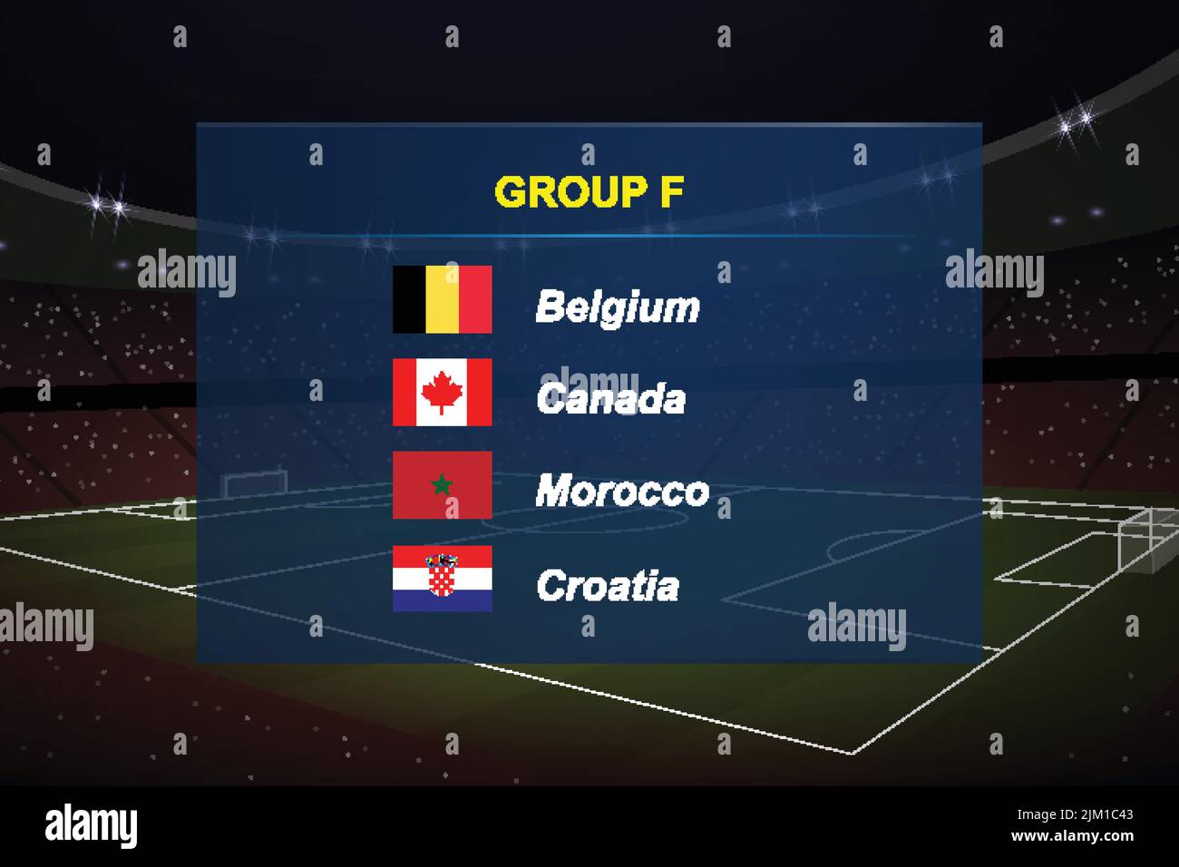 Groupe de tournois mondiaux. Modèle graphique de diffusion de tournoi de football. Tous les drapeaux Illustration de Vecteur
