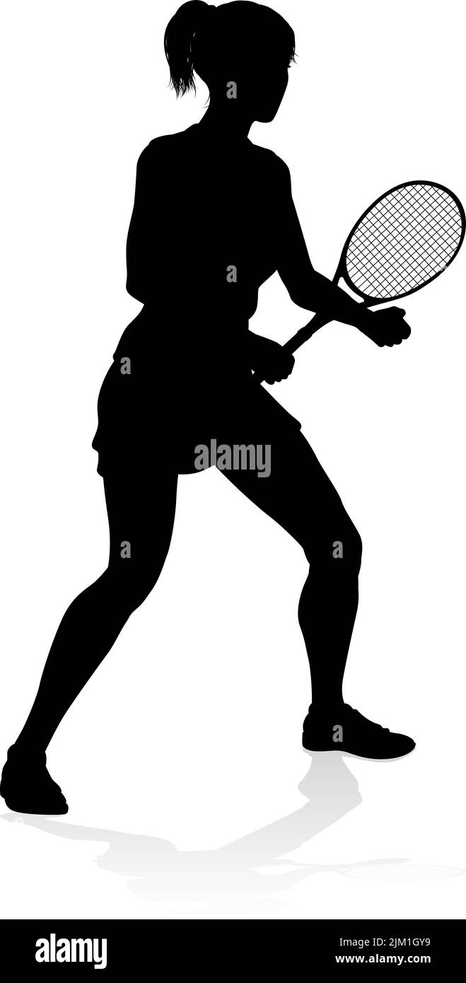 Tennis Player Woman Sport Person Silhouette Illustration de Vecteur