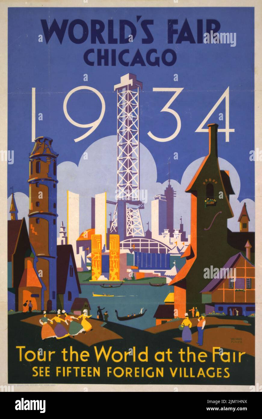 La foire mondiale de Chicago en 1934. Musée : COLLECTION PRIVÉE. Auteur: WEIMER PURSELL. Banque D'Images