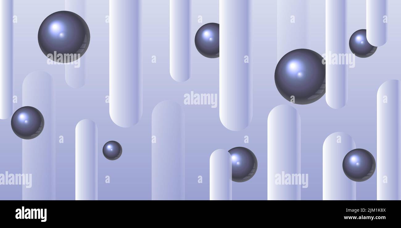 Arrière-plan scientifique futuriste avec des sphères, atomes ou molécules polygonales luminescentes sur fond bleu. Illustration de Vecteur