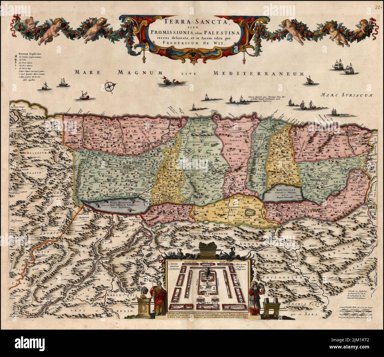 Carte de la Terre Sainte divisée en douze tribus d'Israël. Musée