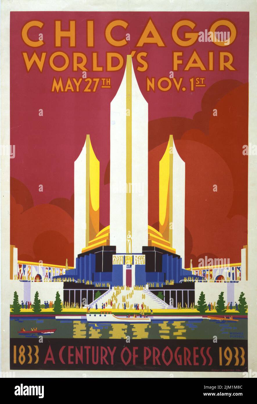 L'exposition mondiale de Chicago en 1933 (Un siècle de progrès). Musée : COLLECTION PRIVÉE. Auteur: WEIMER PURSELL. Banque D'Images